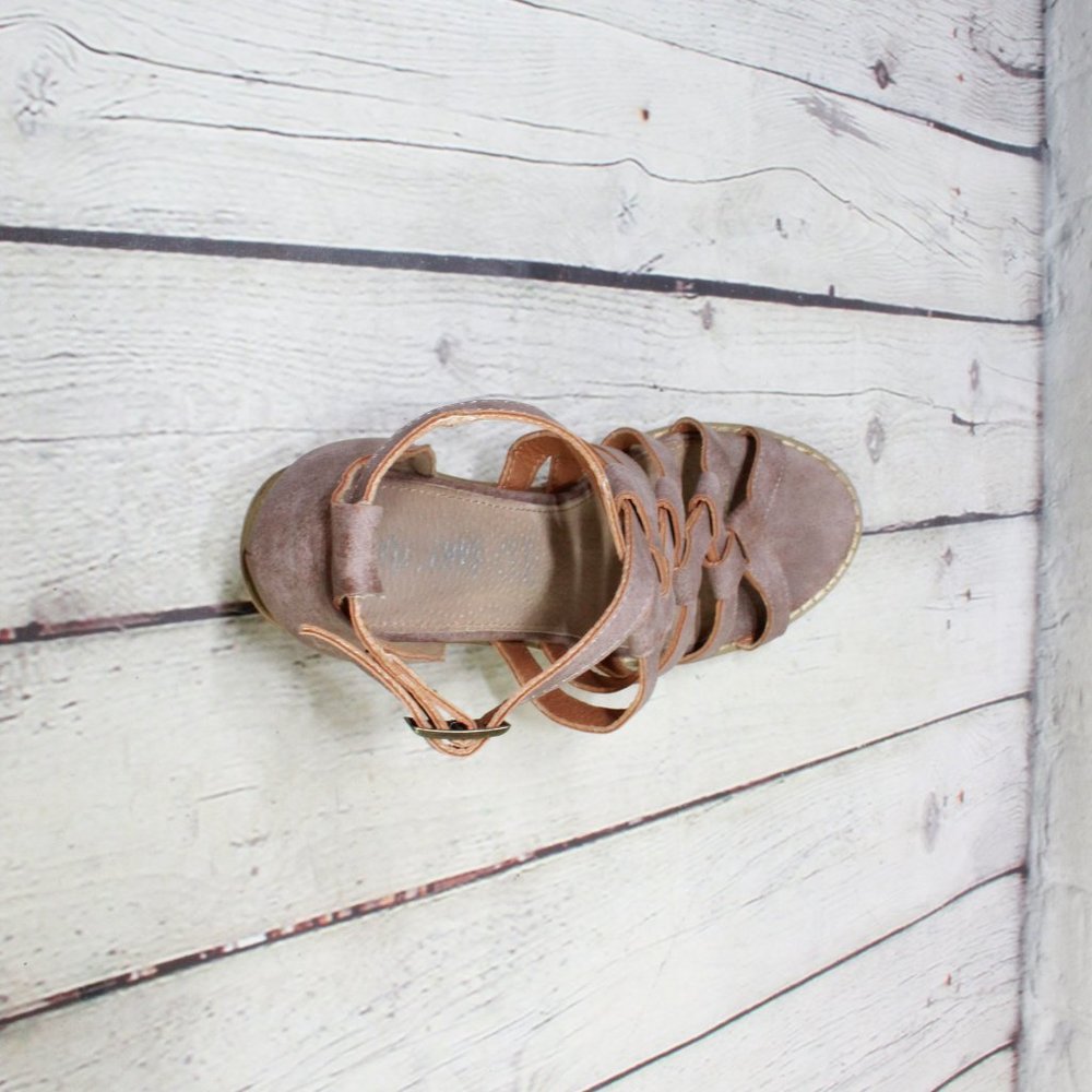 Mi.iM Don't Cross Me Heel Brown Leather Braided Straps Sandals Size 7 - Picture 7 of 9